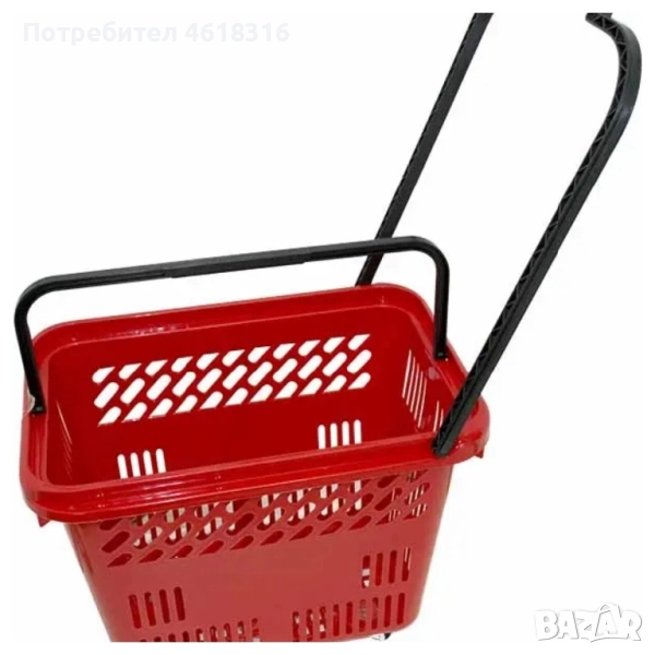 Кошница пласмасова 54л на колелца -червена. , снимка 1