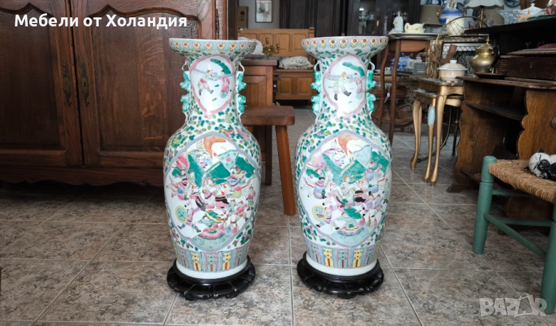 2 бр. големи старинни китайски вази, снимка 1