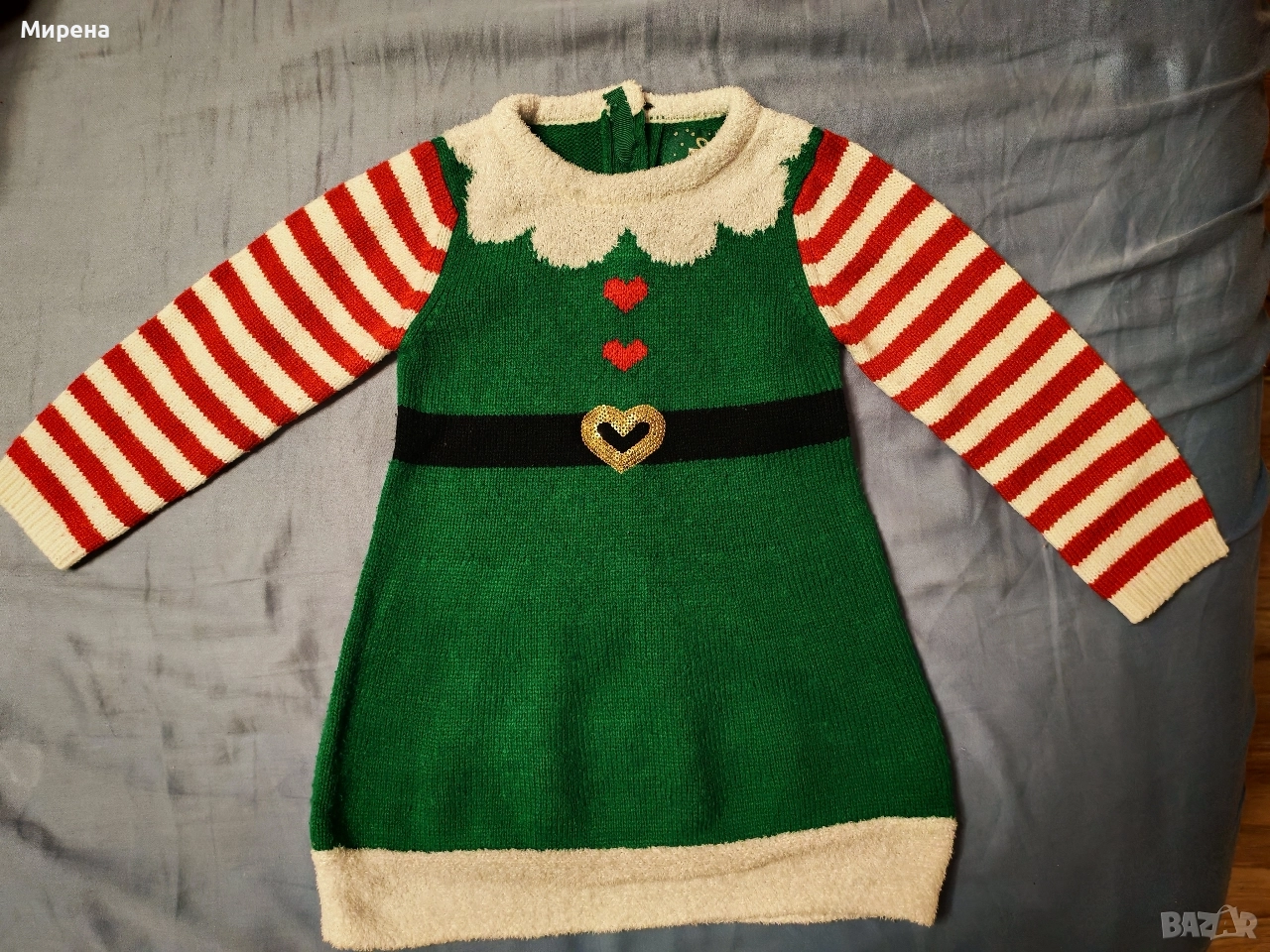Коледна плетена рокля PRIMARK, по етикет 12-18 месеца, снимка 1