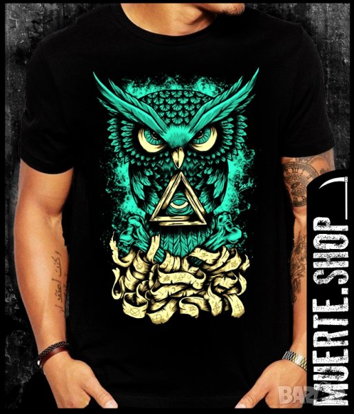 Тениска с щампа GREEN OWL, снимка 1