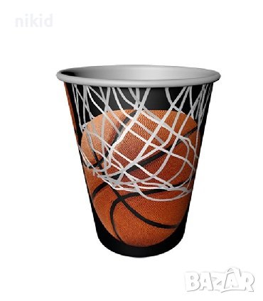 Баскетбол Баскетболна топка кош 8 бр картонени чаши парти рожден ден, снимка 1