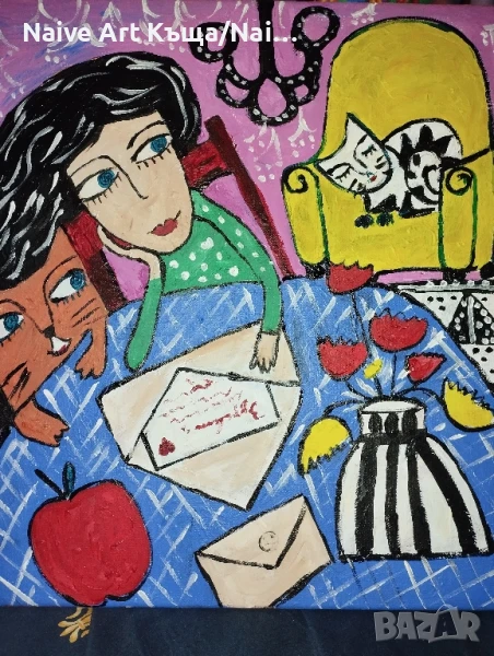 Картина платно маслени акрилни бои размер 42/ 42, снимка 1