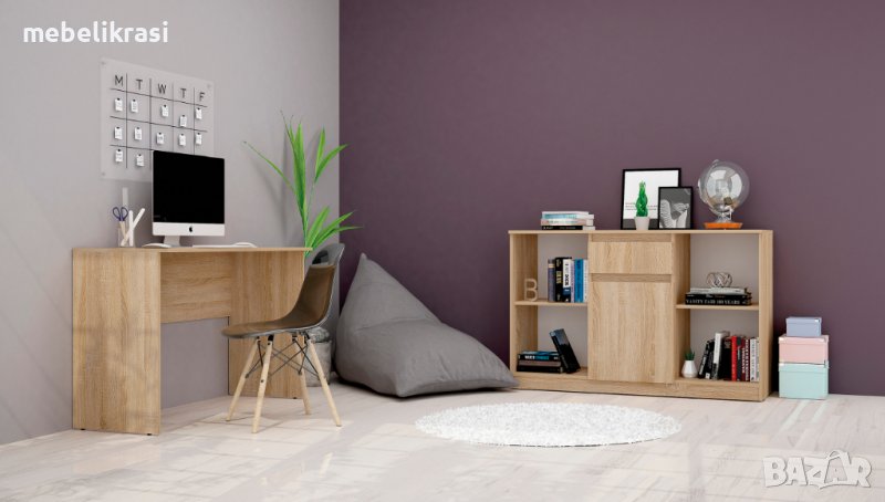 Модулно бюро с шкаф Аполо 2 - Дъб сонома, снимка 1
