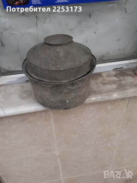 Много стара бакърена тенджера с капак, снимка 1