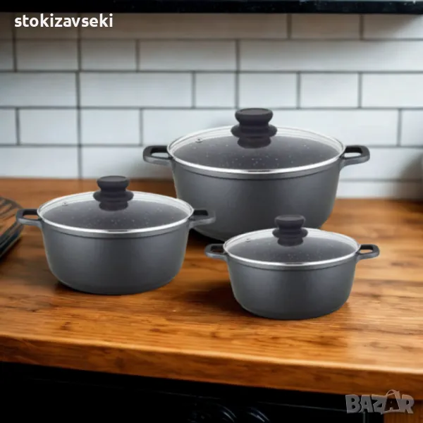 Гранитен комплект касероли Lexical ECO SMART SERIES – 6 части 24/26/30 см, снимка 1