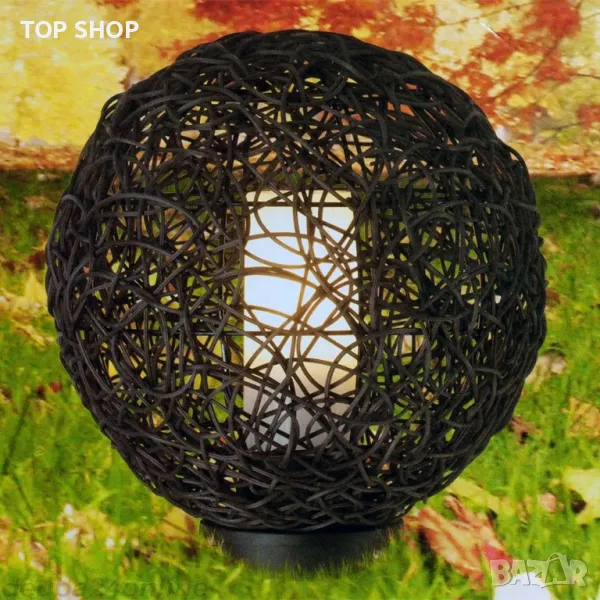 Градинска лампа с ратанов плафон Brilliant, снимка 1