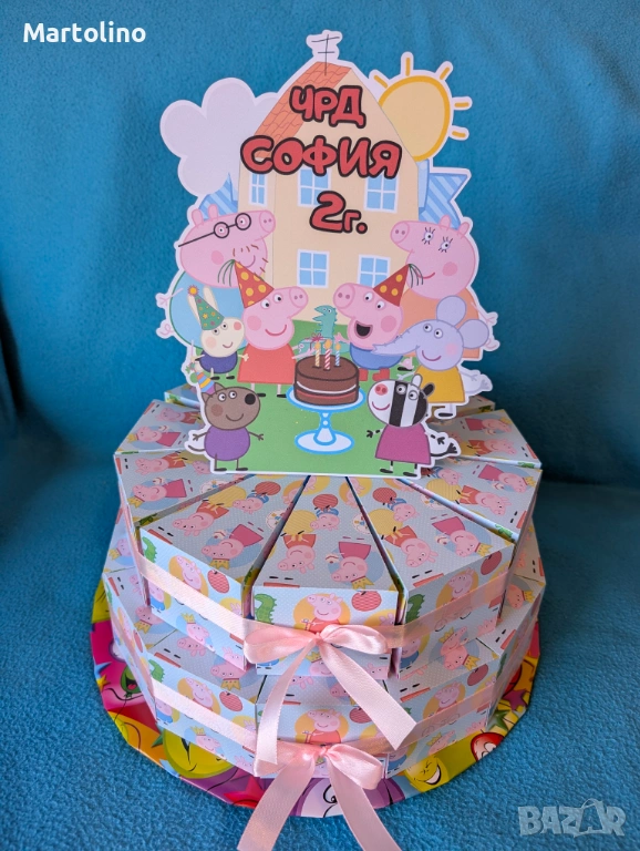 Картонена торта Пепа пиг, снимка 1