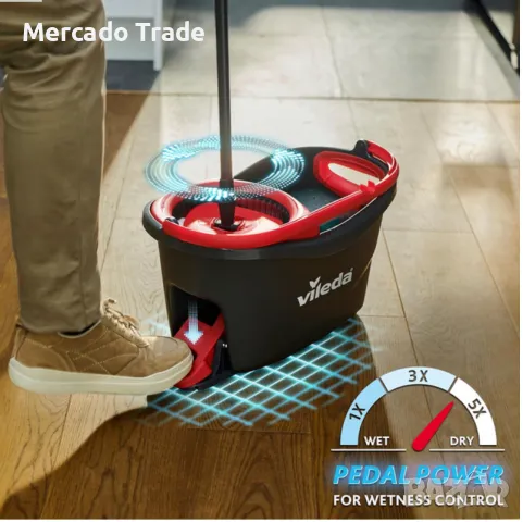 Комплект моп с кофа Mercado Trade, За почистване, Черен, снимка 2 - Мопове, кофи, четки и метли - 48630559