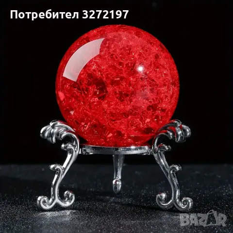 Елегантна Цветна Ясписова Кристална Топка(в различни цветове) с метална стойка,Фенг Шуй, снимка 4 - Декорация за дома - 48256643