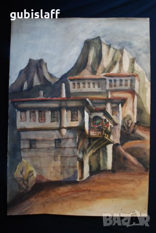 Стара картина, Изглед от Мелник, 1974 г., снимка 1 - Картини - 31346489
