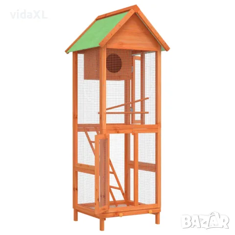 vidaXL Къщичка за птици кафява 60x58,5x160 см масивна чамова дървесина, снимка 4 - За птици - 56146308