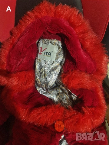 Червено еко палто, носено няколко пъти , снимка 2 - Палта, манта - 53034679