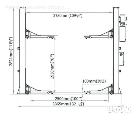 Двуколонен автомобилен подемник ROCKFORCE RF4.0-2DE, 4 тона, 220V с електрически контри , снимка 7 - Други инструменти - 55944371