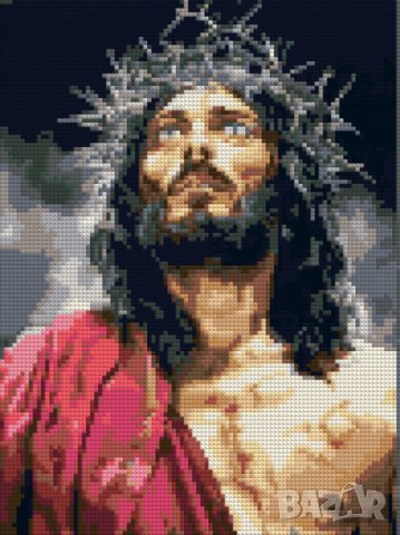 Комплект за изработка на диамантен гоблен "Исус - Взорът към Небето", снимка 2 - Гоблени - 40848401