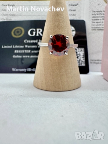 Сребърен пръстен с мойсанит (Диамант) 2 карата, снимка 3 - Пръстени - 52145617