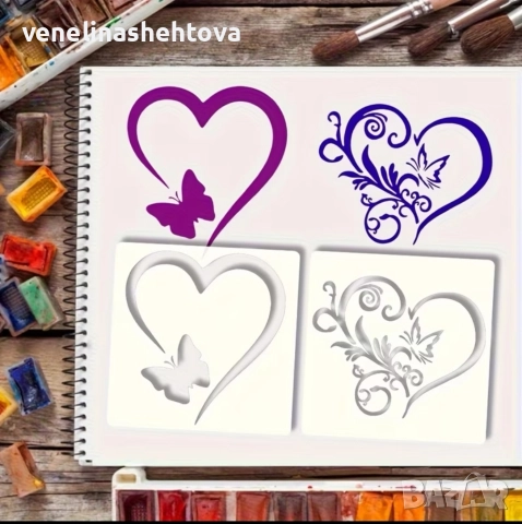 Сърца шаблон стенсил за декорация на торта скрапбукинг текстил дърво , снимка 2 - Други - 52770097