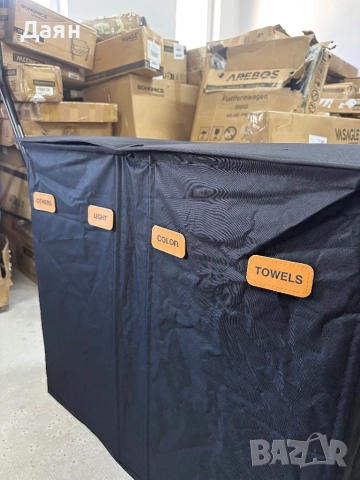 SONGMICS кош за пране с 4 отделения, 210 л, с капак, 5 етикета, преносима и перяща се вътрешна торба, снимка 5 - Други - 51733290