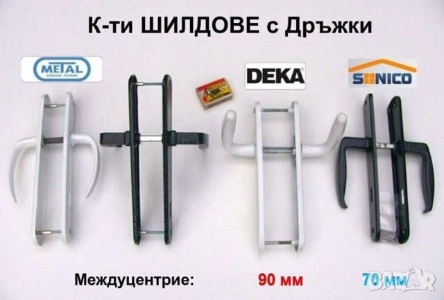 Нови Български К-ти ШИЛДОВЕ с Дръжки 70 мм 90 мм МЕТАЛ ДЕКА СОНИКО за Обикновени Брави Врати БАРТЕР