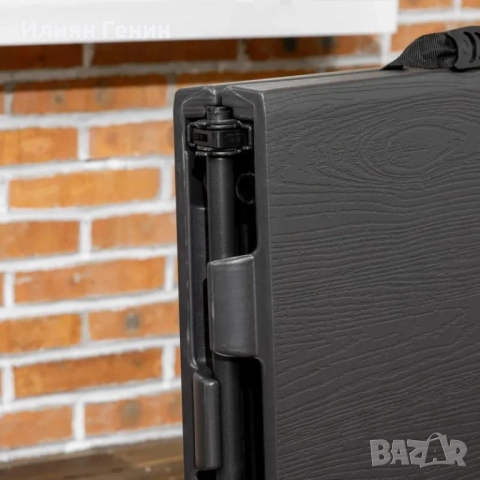 Градинска маса Outsunny, сгъваема, регулируема височина, дървена имитация, сиво+черно, 118 x 60 x 74, снимка 5 - Градински мебели, декорация  - 51774865