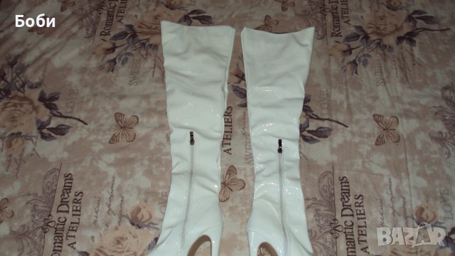 Бели лачени ботуши, снимка 3 - Дамски ботуши - 36665419