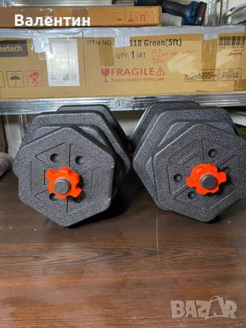 Дъмбели с обща маса 20кг с лост, снимка 2 - Фитнес уреди - 52671839