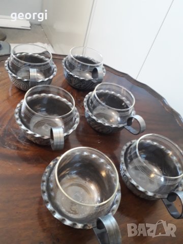 Немска купа за пунш с метален обков и шест чаши, снимка 12 - Сервизи - 31761872