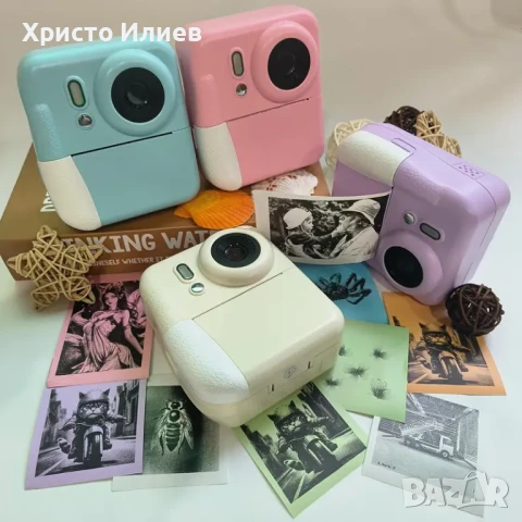 Детска камера с функция за печат Детски фотоапарат с дисплей за моментни снимки Лилав, снимка 3 - Други - 50081277
