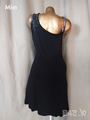2XL/3XL Черна семпла рокля със сребристи пайети , снимка 4 - Рокли - 50637386