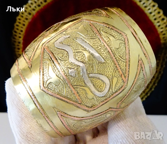 Персийска бронзова чаша за вино със сребро и мед. , снимка 9 - Антикварни и старинни предмети - 51609387