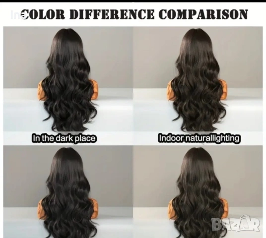 Черна чуплива дълга перука, снимка 4 - Аксесоари за коса - 52190380