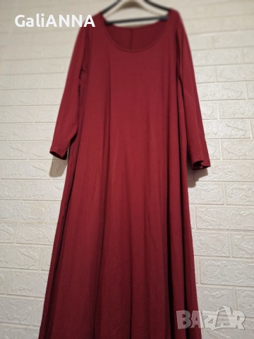 НОВА ДЪЛГА РОКЛЯ ВИНЕН ЦВЯТ 3XL-5XL, снимка 2 - Рокли - 51476871