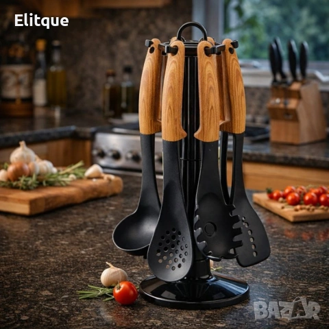 Комплект кухненски прибори 6 части с въртяща се стойка Cheffinger 