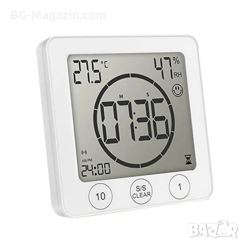 Водоустойчив дигитален часовник с термометър влагомер и таймер за баня LED електронен електронен, снимка 4 - Други - 51039938