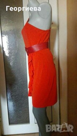 Оранжево червена еластична рокля ПРОМОЦИЯ🍀👗М,L🍀👗, снимка 4 - Рокли - 29831083