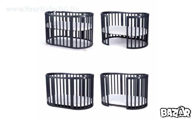 Кошара за Бебе Смарт 7в1 Овал, Детско Легло 0-10 год. - Цвят Графит, снимка 9 - Кошарки - 39411086