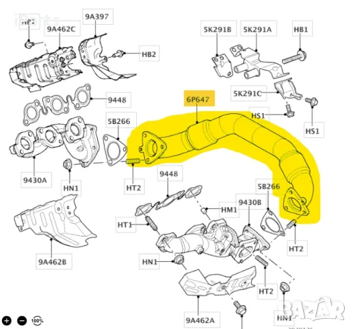 2.7 двигател дизел Land Rover Range Rover Jaguar mpъба изпускателна cross over pipe, снимка 7 - Части - 55925590