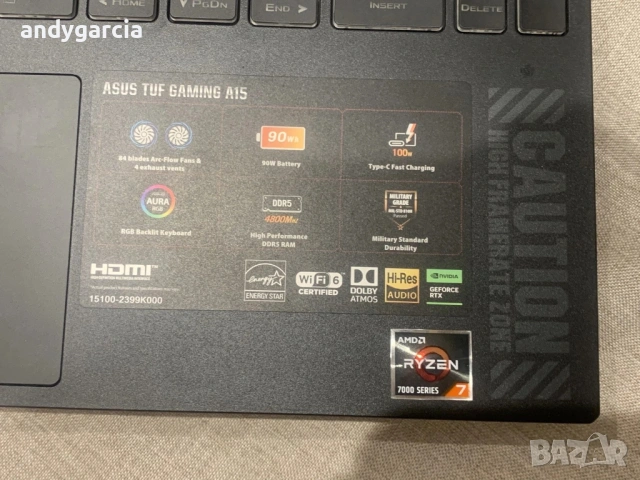 AMD Ryzen 7 7435HS/NVidia RTX 4060 8GB/16GB RAM/512GB SSD/15.6 IPS 144hz/ASUS TUF A15 gaming геймър, снимка 13 - Лаптопи за игри - 53202206