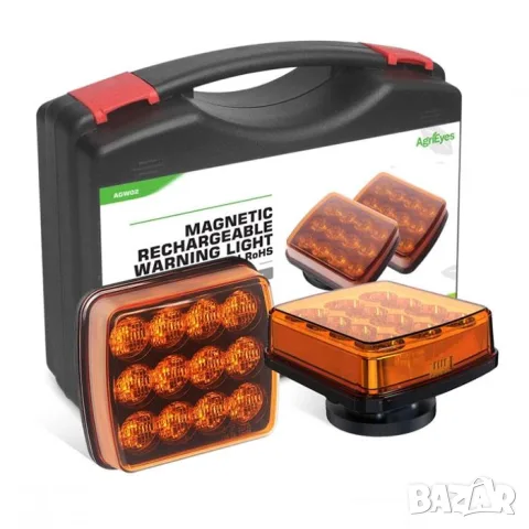 LED сигнална лампа маяк 12-24V оранжева 12 LED 2 броя