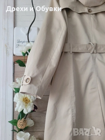 Нов тренч манто в бежов цвят със сваляща качулка , снимка 7 - Палта, манта - 54091797