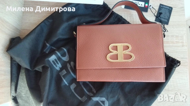 Кожена чанта Tosca Blu Livigno с релеф, снимка 12 - Чанти - 53050781