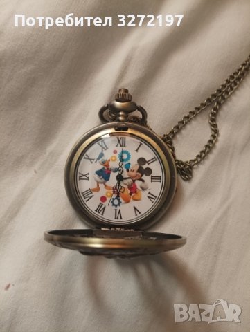 Мики Маус Класически джобен кварцов часовник с римски цифри+ верижка, снимка 7 - Джобни - 42201200