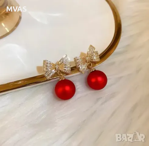 Нови коледни обеци топки Червени Коледни парти обици