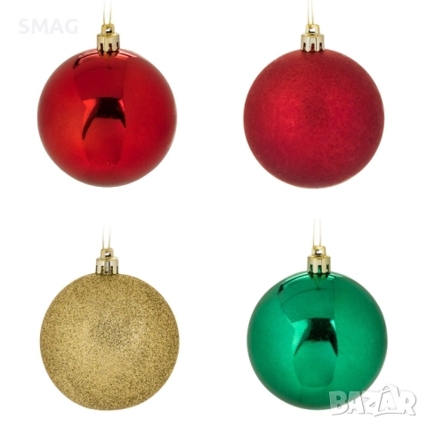 Коледни топки зелено-червено-златно Ø8 см, 12 бр._1240986, снимка 2 - Други - 52354297