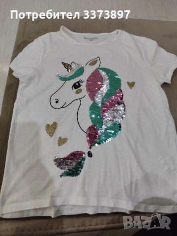 Детска тениска за момиче с пайети , снимка 2 - Детски тениски и потници - 52448697