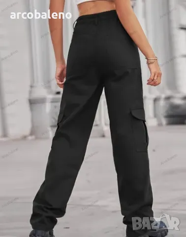 Дамски едноцветни ежедневни извънгабаритни хипстърски карго панталони, 5цвята , снимка 8 - Панталони - 47771967