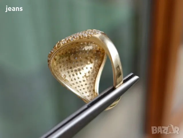 Сребърен 925 пръстен с позлата 175, снимка 4 - Пръстени - 50325624