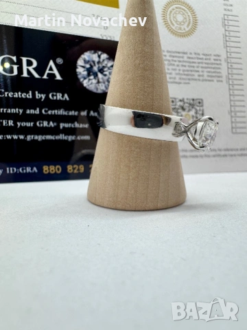Сребърен пръстен с мойсанит (Диамант) 2 карата, снимка 4 - Пръстени - 54091874