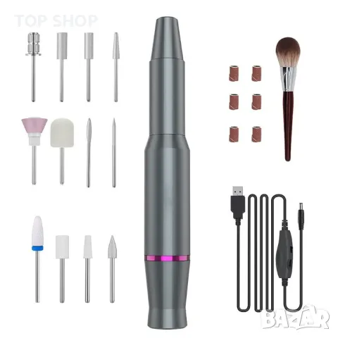 Електрическа пила за маникюр и педикюр,25000RPM, комплект 11 сведла + 1 керамичен,четка, пила, снимка 7 - Електрически пили за пети - 48788717