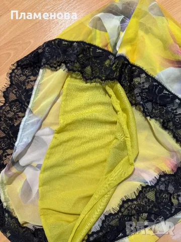 Жълта рокля на цветя Lilia - one size , снимка 4 - Рокли - 49336816