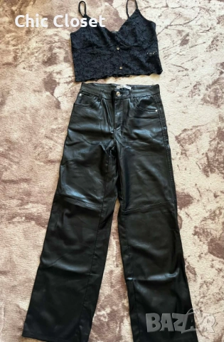 Кожен панталон Bershka + подарък, снимка 7 - Панталони - 54172652